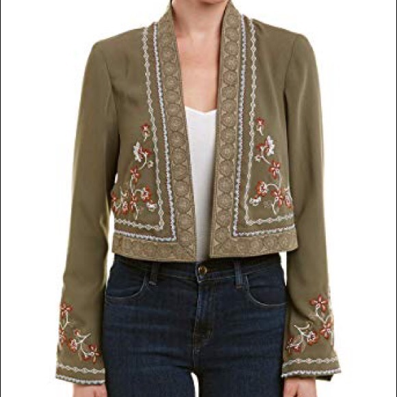 BCBGMaxAzria Jackets & Blazers - BCBG Max Azria Floral Embroidered Crop Jacket NWT